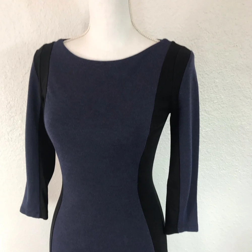 H&M Navy and Black Colorblock Dress Sz XS - Picture 3 of 8